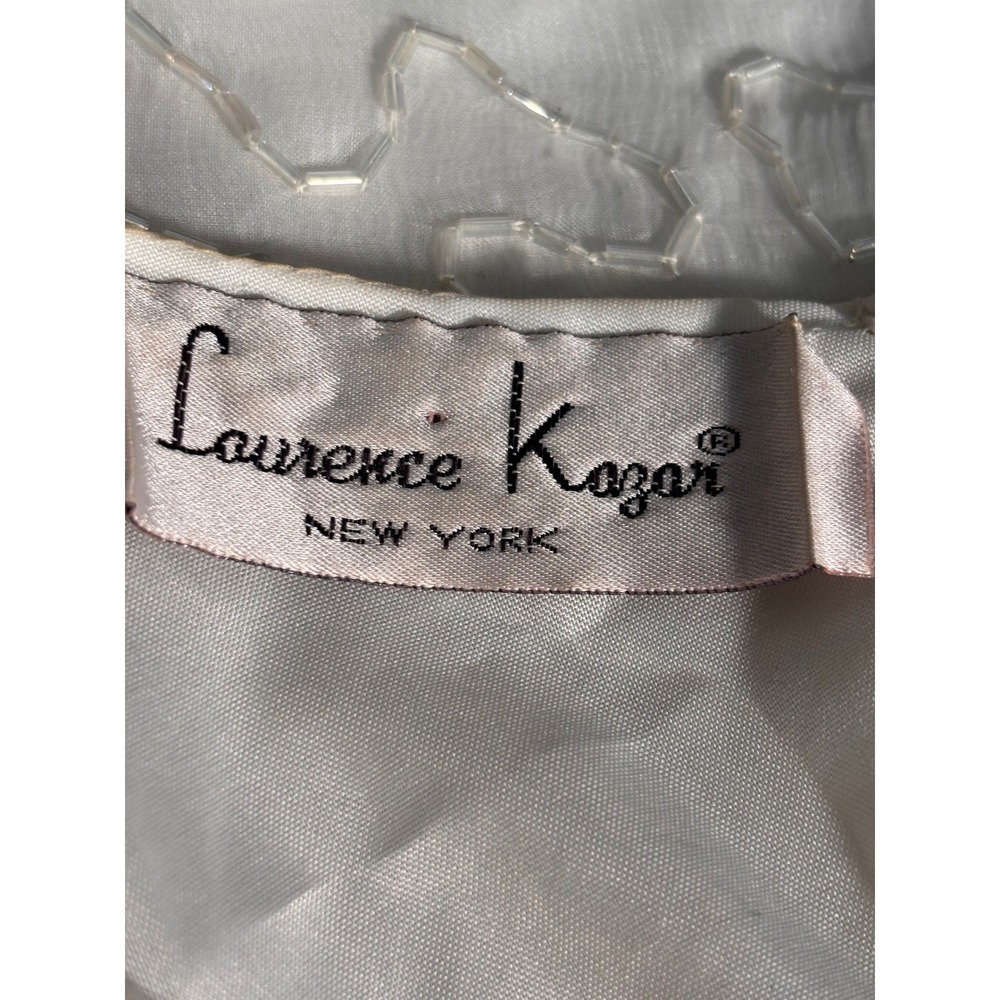 Laurence Kazar Silk Beaded Floral Blouse White Gold Silver 2X Vintage Blouse - Picture 7 of 10